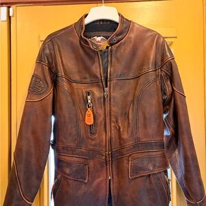 Harley-Davidson Distressed Insulated Riding Brown Leather Jacket XL